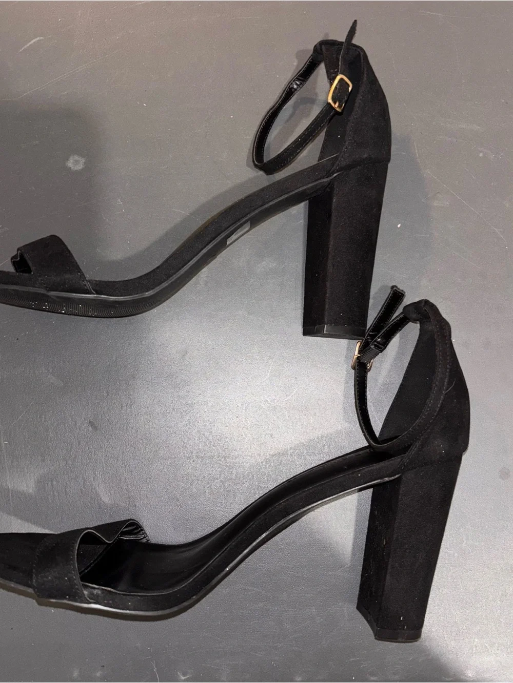 Wild Diva Black Ankle-Strap Block Heel Sandals